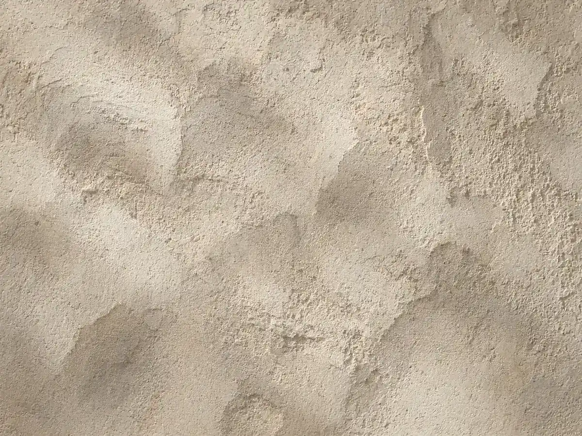 Close view of a warm mineral plaster wall with soft side light.
